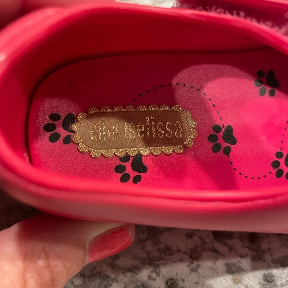 Mini Melissa Kids Moccasins - Pink Cat Design size 6